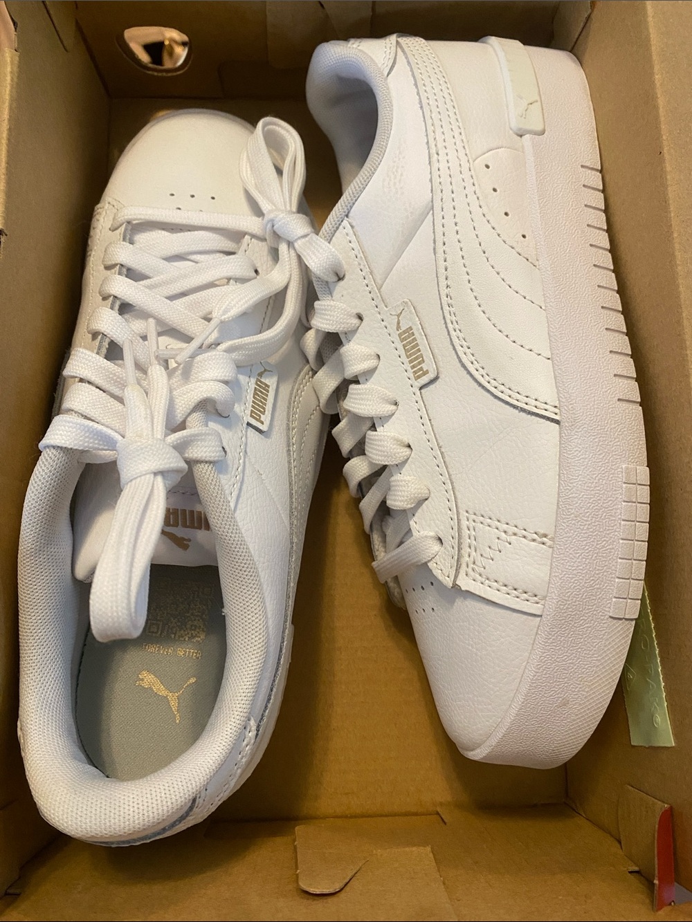 PUMA Womens Low Top White Leather Court Sneakers Size 7.5 Casual Lace Up Shoes - Picture 4 of 10